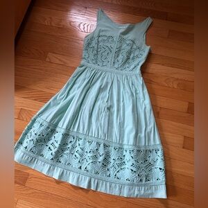 Meadow Rue Light Green Lace Midi Dress
